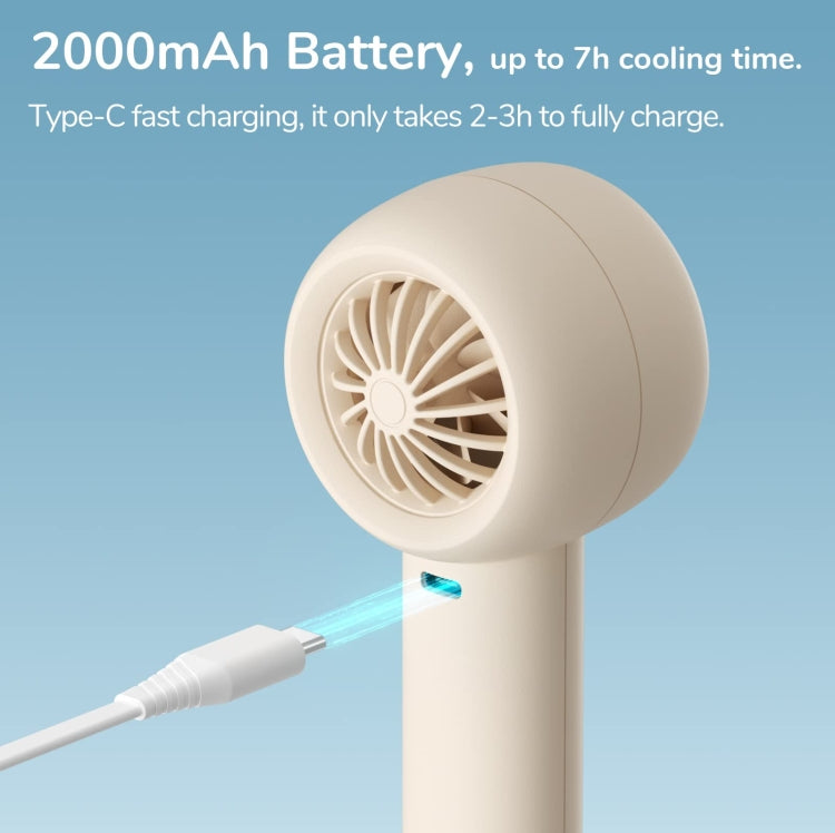 JisuLife FA42 Handheld Portable Small Rechargeable Turbo Fan, Color: White 2000mAh