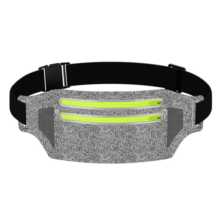 Outdoor Running Cell Phone Waist Pack Men And Women Waterproof Sports Gear, Style: Dual Zipper Hemp Gray