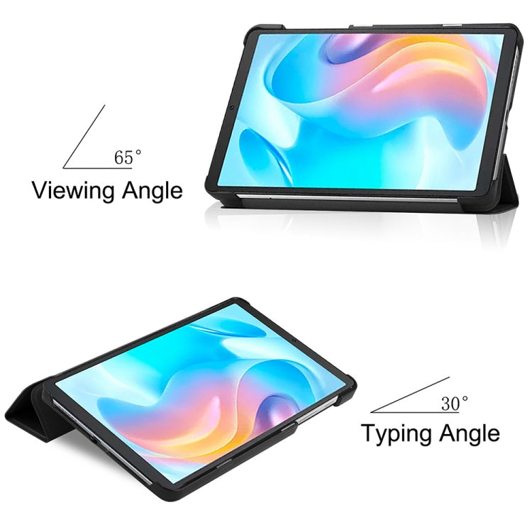 For Blackview Tab 60 8.68-Inch 2023 Custer Pure Color 3-Fold Holder Smart Leather Tablet Case