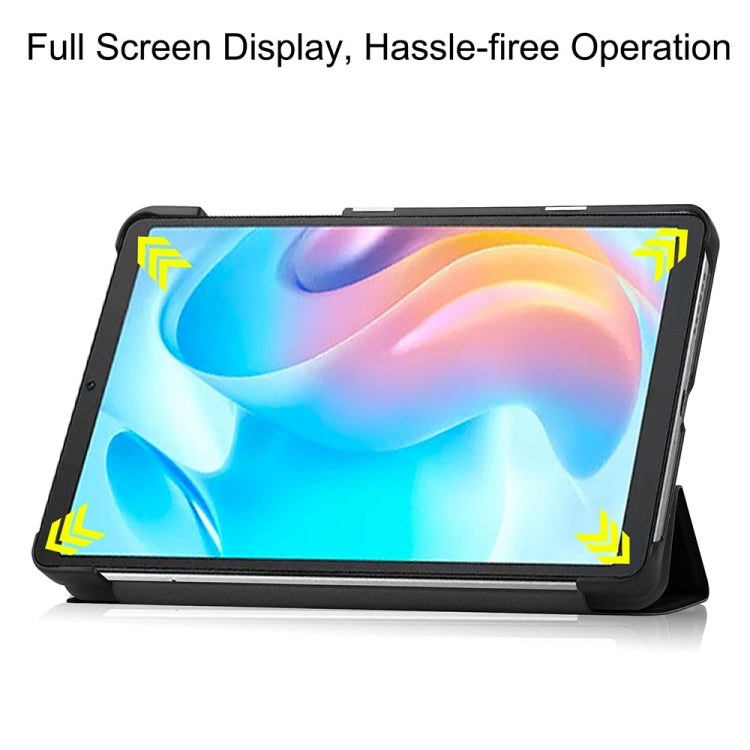 For Blackview Tab 60 8.68-Inch 2023 Custer Pure Color 3-Fold Holder Smart Leather Tablet Case