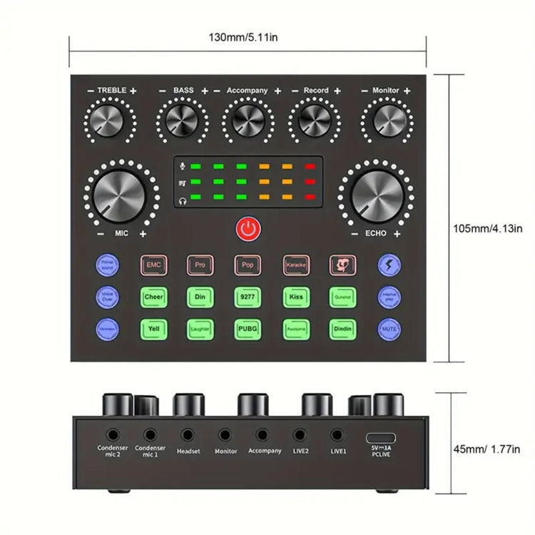 V8S Audio Mixer Live Voice Changer External Sound Card, Color: Gold Cantilever Set