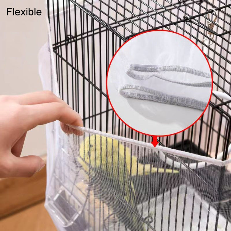 Encrypted Splashproof Birdcage Mesh Dust Blocking Accessory Parrot Octopus Screen Cage Covers, Size: L - White
