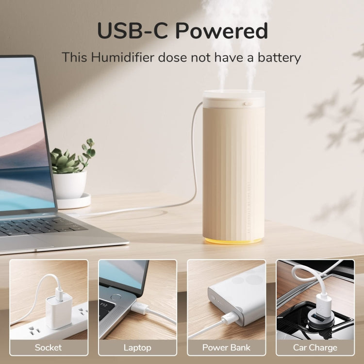 JisuLife HU16 Desktop Dual Mist Ports Humidifier, Color: White Plug-in