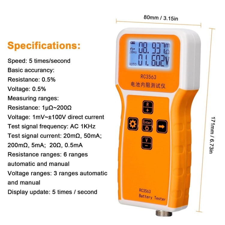 High-Precision Battery Voltage Internal Resistance Tester, Specifications: Host+Clip