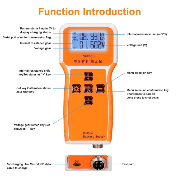 High-Precision Battery Voltage Internal Resistance Tester, Specifications: Host+Clamp
