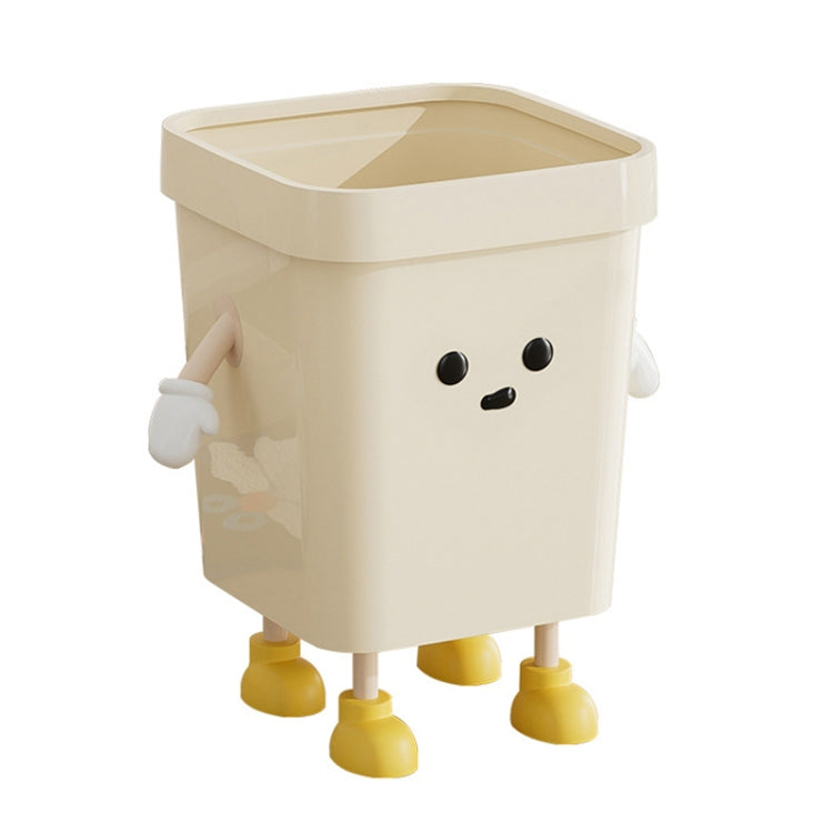 Cute Square Trash Can Household Living Room Bathroom Garbage Bin, Style: 16L Standing White