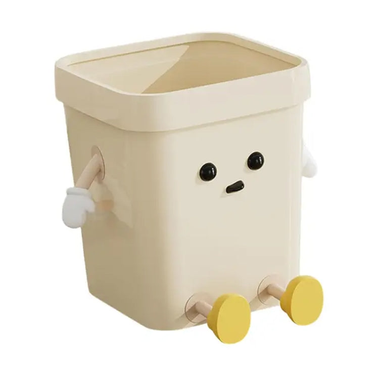 Cute Square Trash Can Household Living Room Bathroom Garbage Bin, Style: 12L Sitting White
