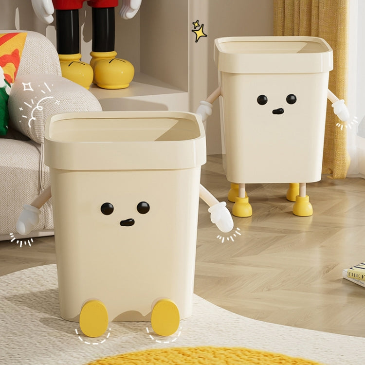 Cute Square Trash Can Household Living Room Bathroom Garbage Bin, Style: 16L Standing White