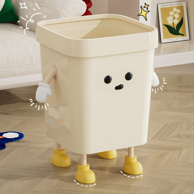 Cute Square Trash Can Household Living Room Bathroom Garbage Bin, Style: 7L Standing Brown