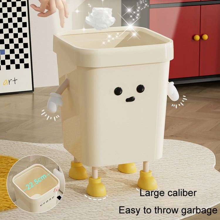 Cute Square Trash Can Household Living Room Bathroom Garbage Bin, Style: 16L Sitting White