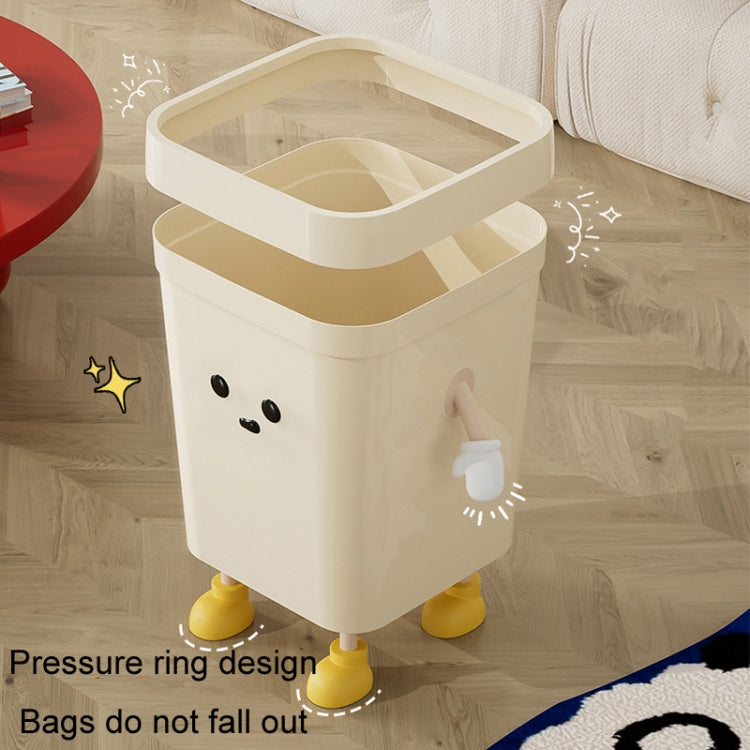 Cute Square Trash Can Household Living Room Bathroom Garbage Bin, Style: 12L Sitting White