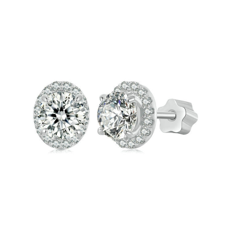 S925 Sterling Silver With White Gold Moissanite Earrings - MSE054
