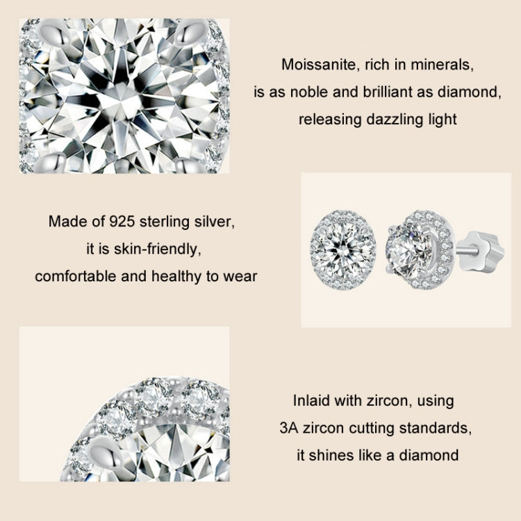 S925 Sterling Silver With White Gold Moissanite Earrings - MSE054