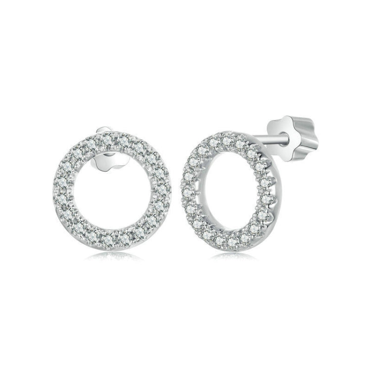 S925 Sterling Silver Platinum-plated Moissanite Geometric Circle Earrings - MSE055