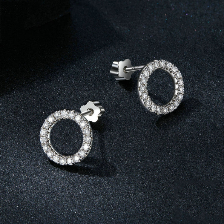 S925 Sterling Silver Platinum-plated Moissanite Geometric Circle Earrings - MSE055