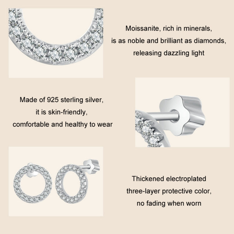 S925 Sterling Silver Platinum-plated Moissanite Geometric Circle Earrings - MSE055