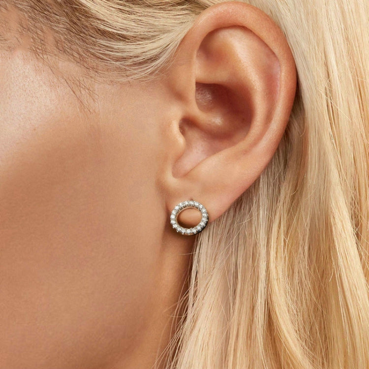 S925 Sterling Silver Platinum-plated Moissanite Geometric Circle Earrings - MSE055