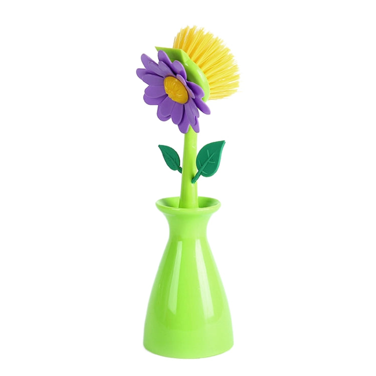 Flower Shaped Long Handle Pot Brush Kitchen Dishes Brush Sink Stove Cleaning Tool