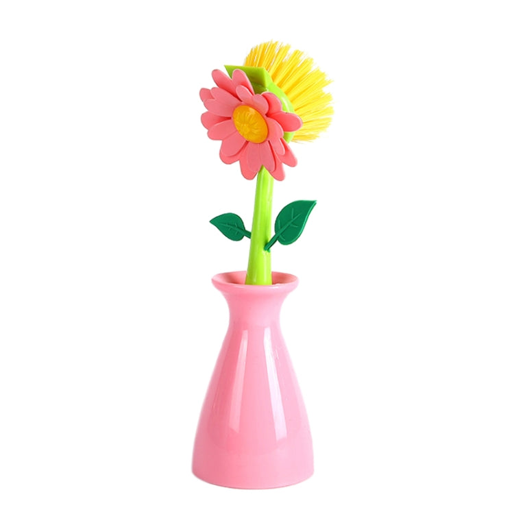 Flower Shaped Long Handle Pot Brush Kitchen Dishes Brush Sink Stove Cleaning Tool