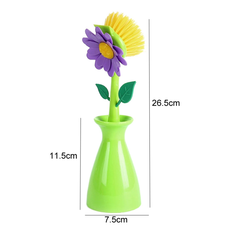 Flower Shaped Long Handle Pot Brush Kitchen Dishes Brush Sink Stove Cleaning Tool
