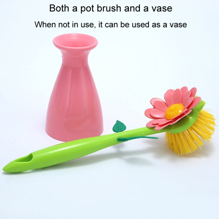 Flower Shaped Long Handle Pot Brush Kitchen Dishes Brush Sink Stove Cleaning Tool