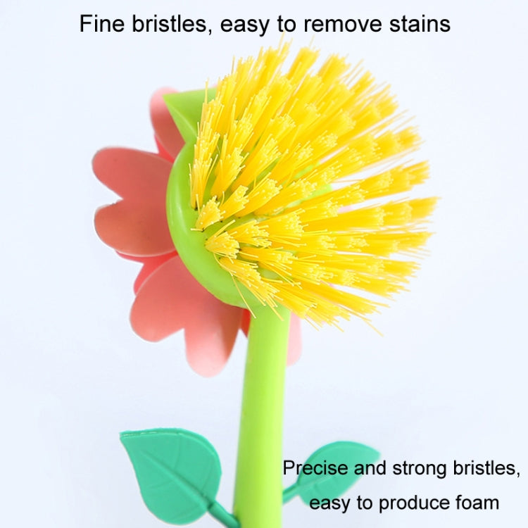 Flower Shaped Long Handle Pot Brush Kitchen Dishes Brush Sink Stove Cleaning Tool