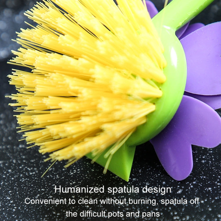 Flower Shaped Long Handle Pot Brush Kitchen Dishes Brush Sink Stove Cleaning Tool