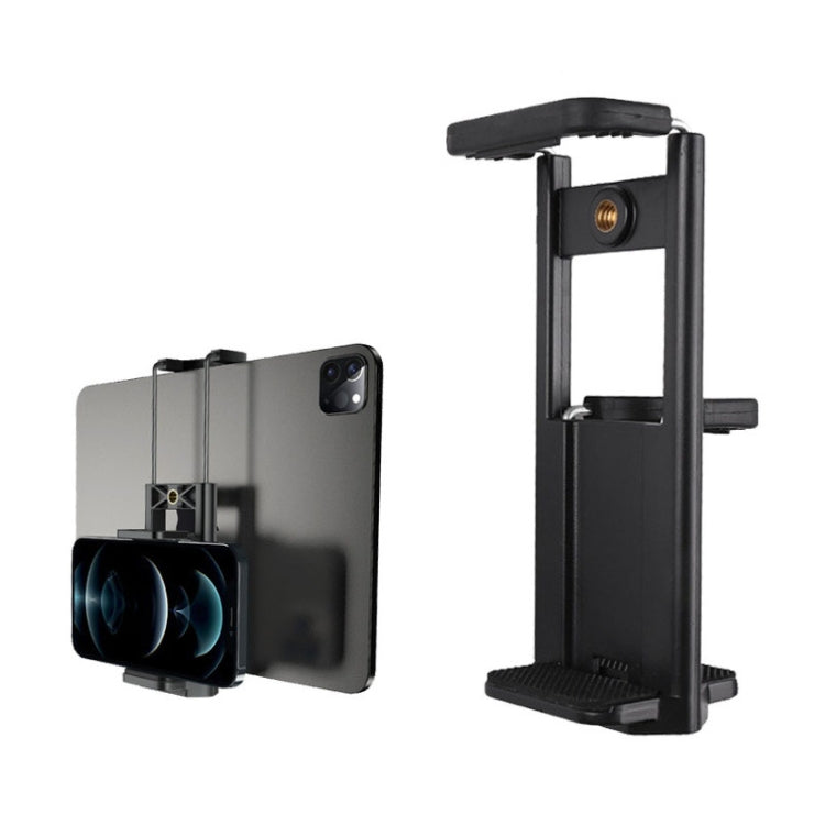 Desktop Live Dual-purpose Mobile Phone Holder Photography Tripod Tablet Clamp - Black