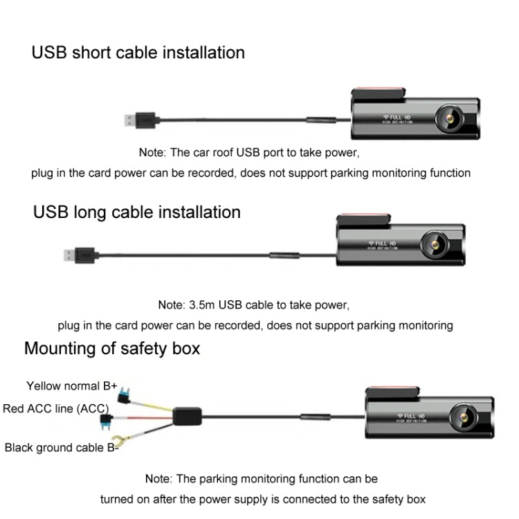 WIFI Mobile Phone 2K Ultra-Clear 360-Degree Rotating Driving Recorder, Version: Step-down Line - No TF Card