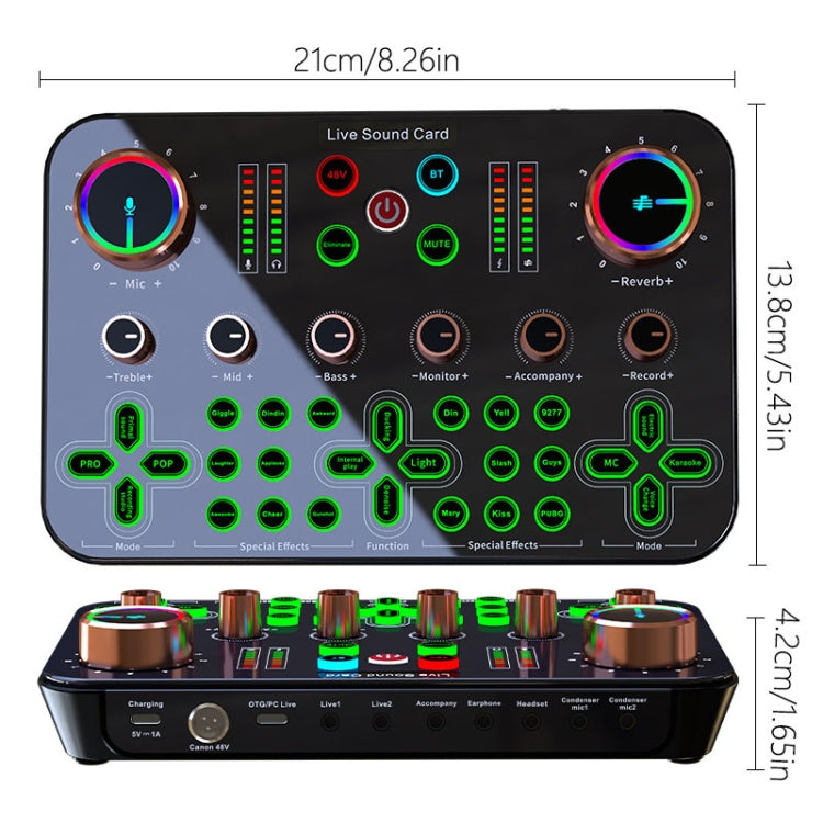 K600 48V English Version Live Dedicated Sound Card - Black