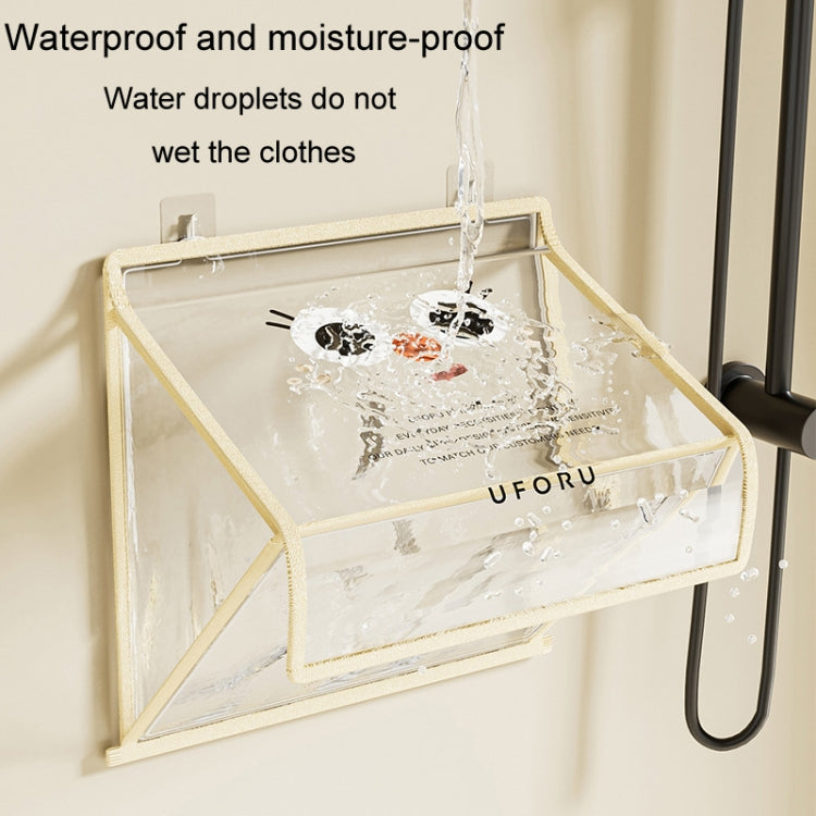 Bathroom Hanging Bag Foldable Transparent With Lid Waterproof Clothes Socks Storage Bag, Color: Small Beige