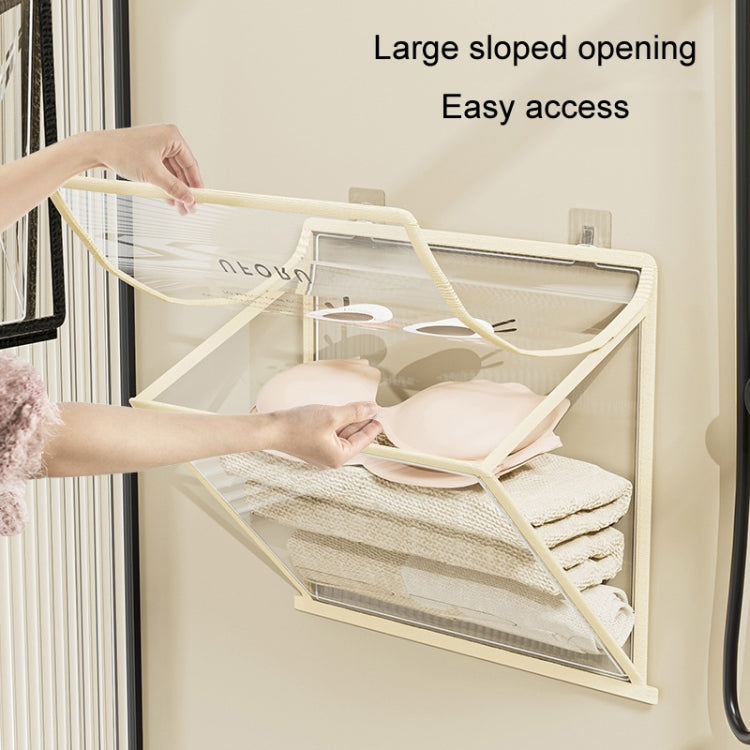 Bathroom Hanging Bag Foldable Transparent With Lid Waterproof Clothes Socks Storage Bag, Color: Small Beige