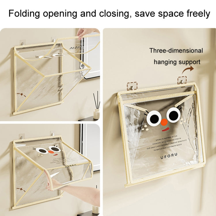 Bathroom Hanging Bag Foldable Transparent With Lid Waterproof Clothes Socks Storage Bag, Color: Large Beige