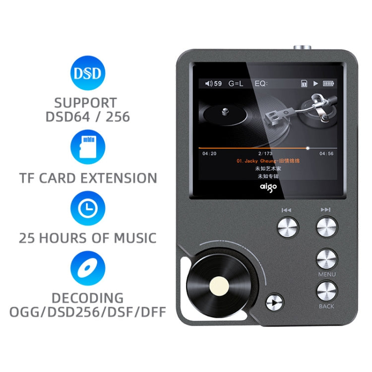 Without TF Card HIFI Lossless DSD256 Music Player Sports MP3 - Silver Gray