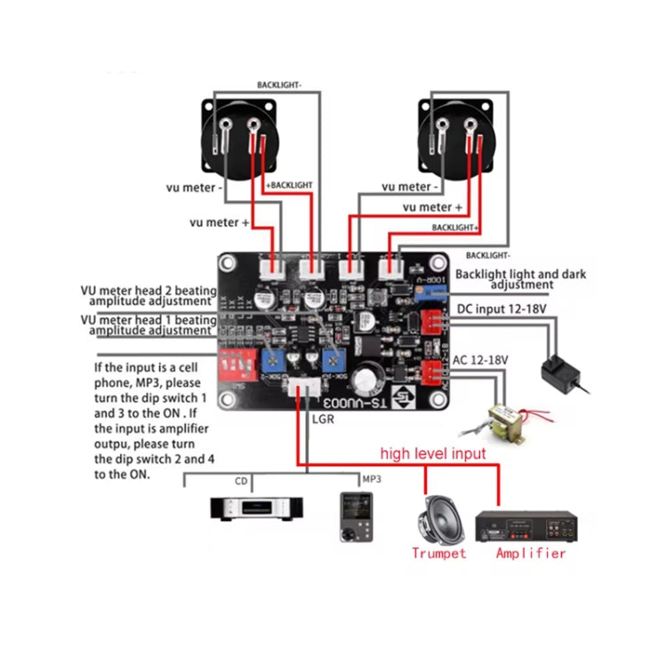 VU Meter Driver Board Module Adjusts Power Amplifier - TS-VU003