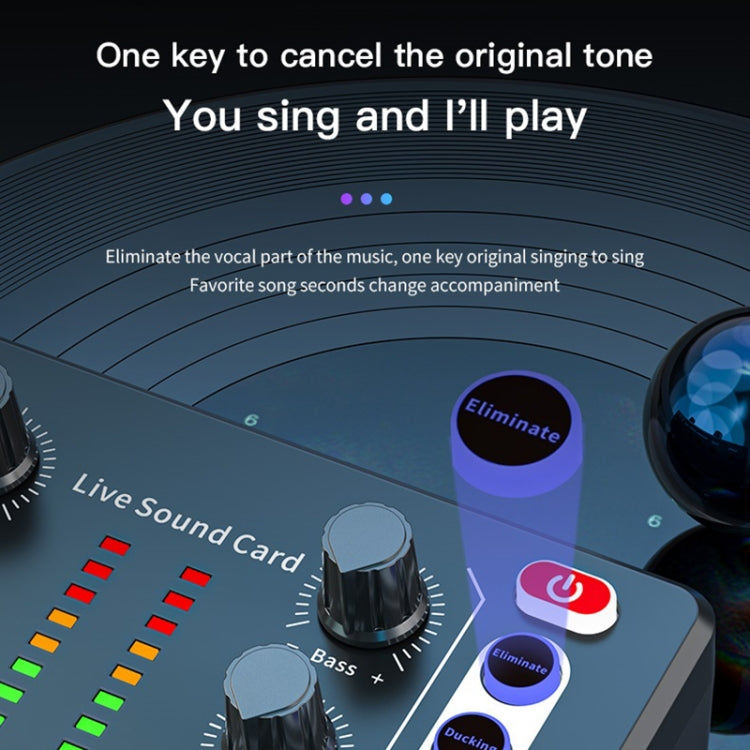 M8 Recording And Singing Live Bluetooth Sound Card Set, Color: Black+Gold Cantilever
