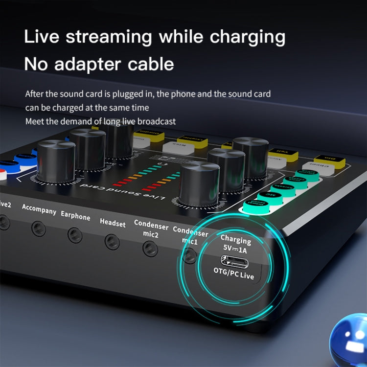 M8 Recording And Singing Live Bluetooth Sound Card Set, Color: Black