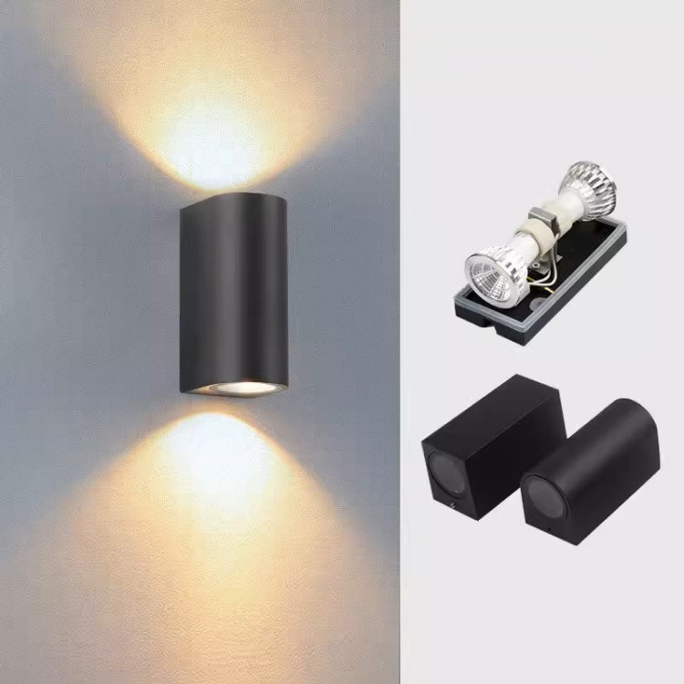 LED Outdoor Wall Lights Waterproof Exterior Villa Door Patio Lights Background Glow Spotlights, Style: 2-head Square Without GU10 Bulb