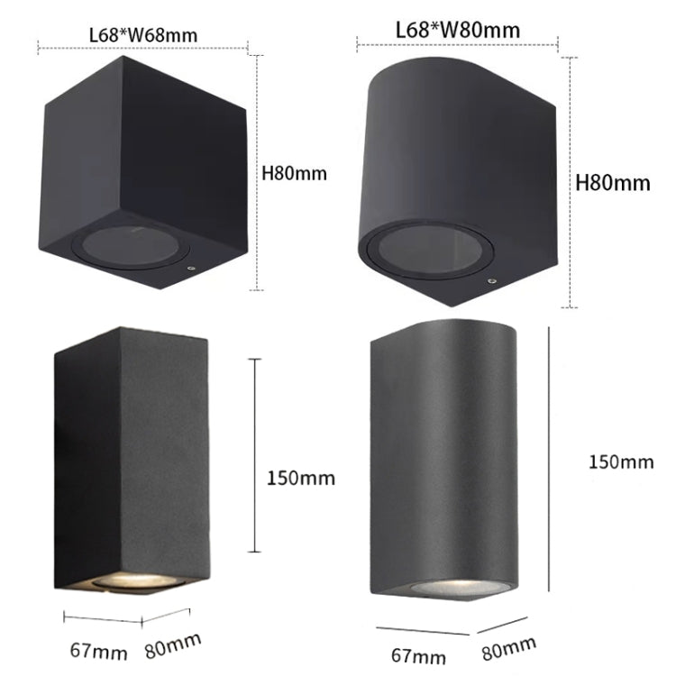 LED Outdoor Wall Lights Waterproof Exterior Villa Door Patio Lights Background Glow Spotlights, Style: 2-head Round Without GU10 Bulb