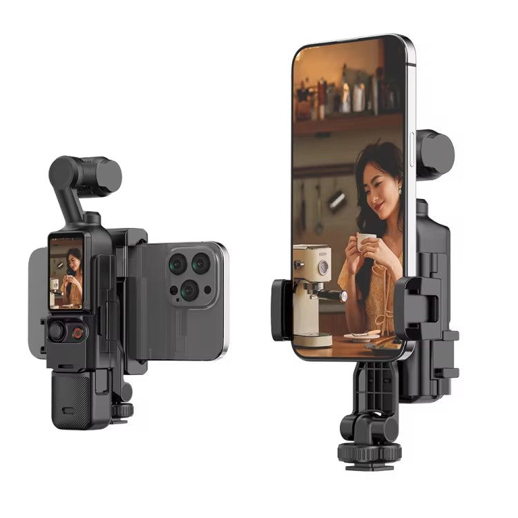 For DJI Osmo Pocket 3 Phone Holder Expansion Bracket With 3 Cold Shoe Port - Black