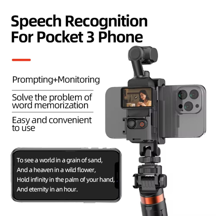 For DJI Osmo Pocket 3 Phone Holder Expansion Bracket With 3 Cold Shoe Port - Black