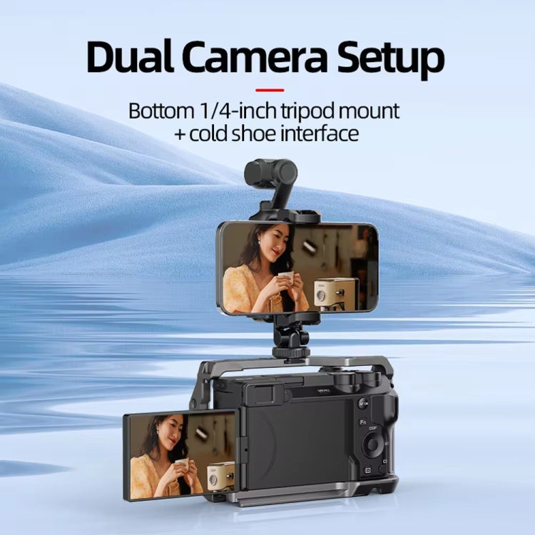 For DJI Osmo Pocket 3 Phone Holder Expansion Bracket With 3 Cold Shoe Port - Black