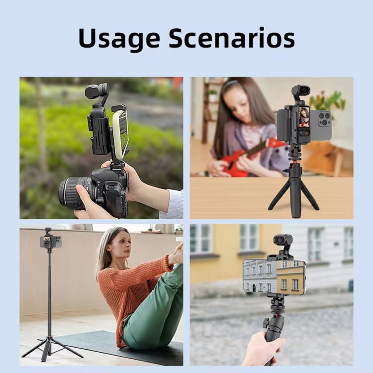 For DJI Osmo Pocket 3 Phone Holder Expansion Bracket With 3 Cold Shoe Port - Black