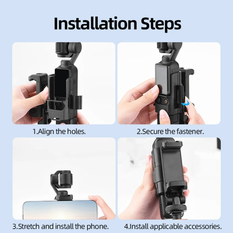 For DJI Osmo Pocket 3 Phone Holder Expansion Bracket With 3 Cold Shoe Port - Black