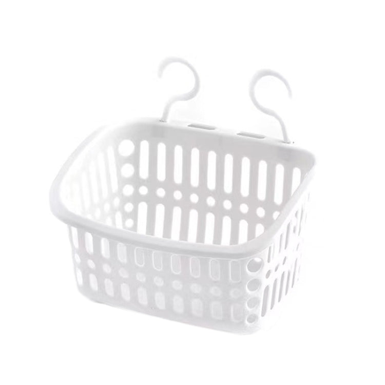 Plastic Hanging Basket With Hook Kitchen Storage Drain Basket Shelf Bathroom Organizer, Color: Small Grey