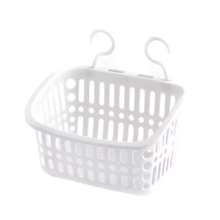 Plastic Hanging Basket With Hook Kitchen Storage Drain Basket Shelf Bathroom Organizer, Color: Large Grey