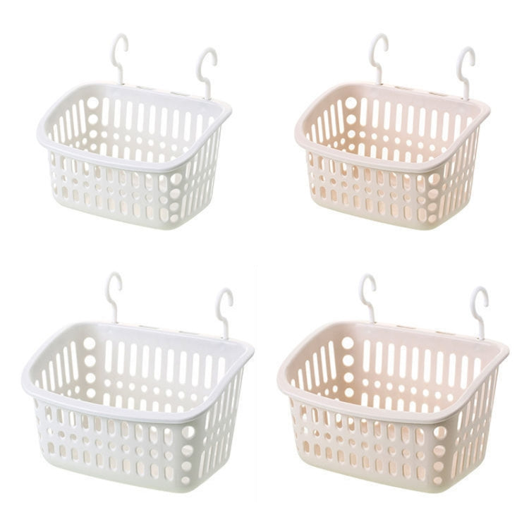 Plastic Hanging Basket With Hook Kitchen Storage Drain Basket Shelf Bathroom Organizer, Color: Small Grey