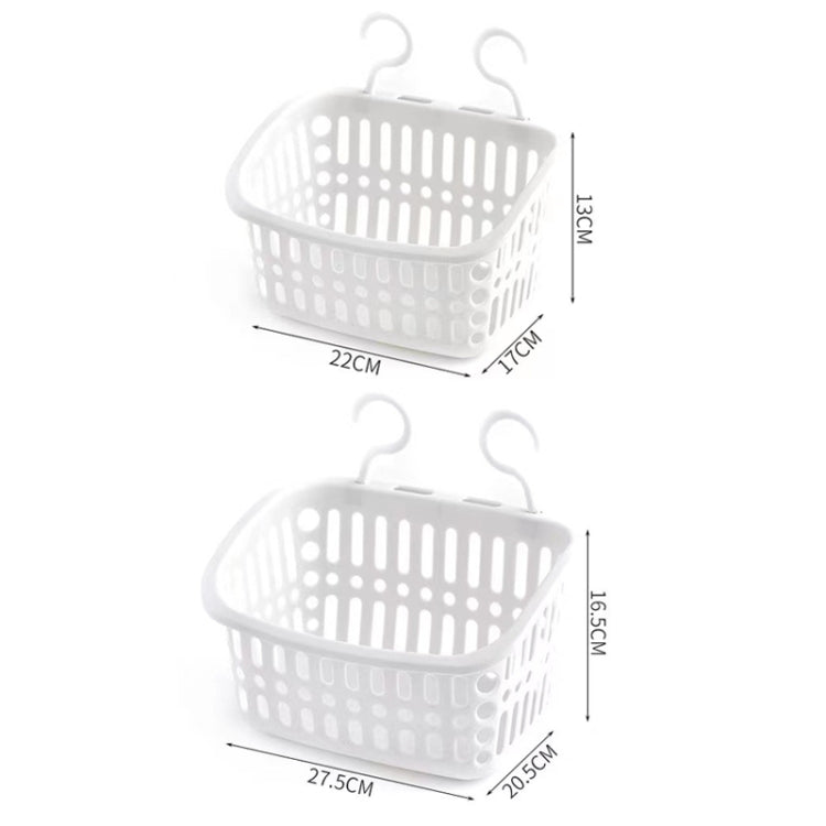 Plastic Hanging Basket With Hook Kitchen Storage Drain Basket Shelf Bathroom Organizer, Color: Small Grey