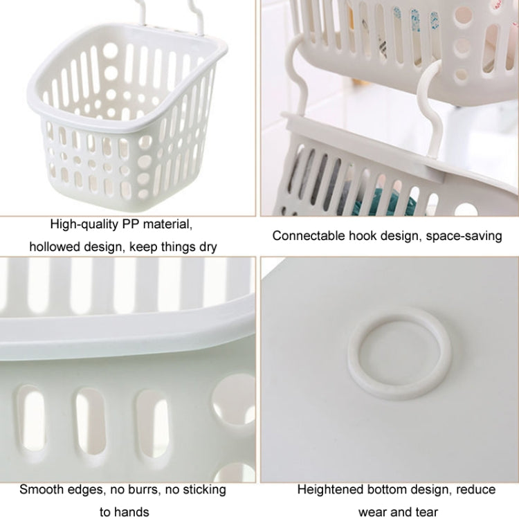 Plastic Hanging Basket With Hook Kitchen Storage Drain Basket Shelf Bathroom Organizer, Color: Small Beige