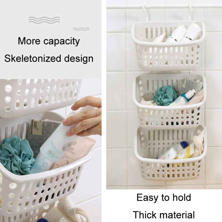 Plastic Hanging Basket With Hook Kitchen Storage Drain Basket Shelf Bathroom Organizer, Color: Small Beige